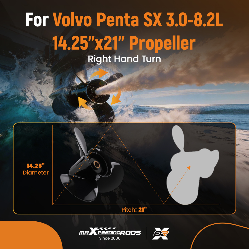 14.25 Aluminum Boat Propeller 21 Pitch compatible for Volvo Penta SX 3817469