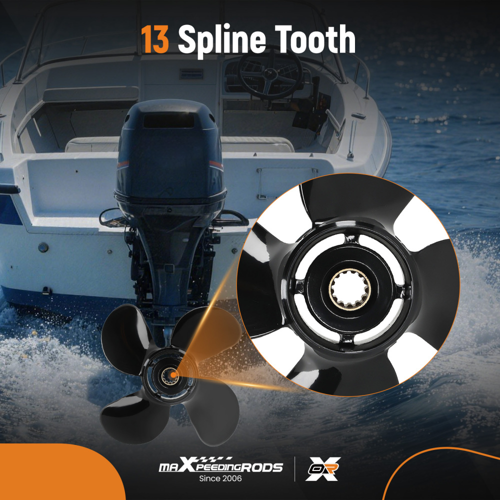 10.3 Aluminum Propeller compatible for Mercury 30HP 40HP 50HP 60HP 13 Spline 4 Blade