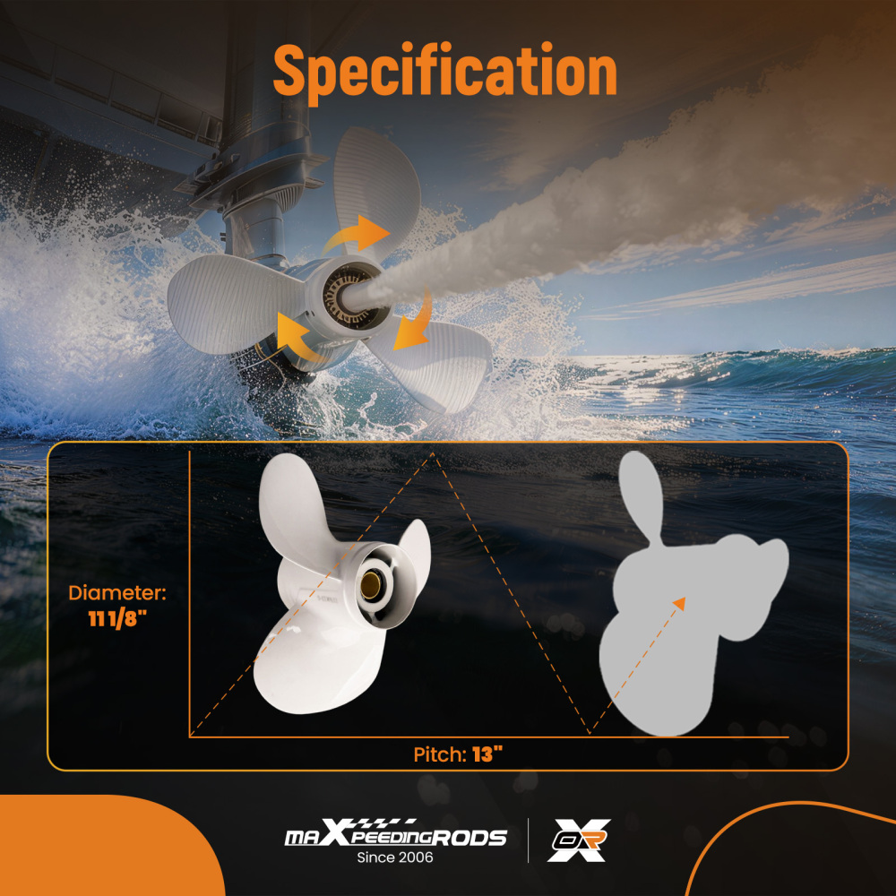 Boat Propeller 11 1/8x13-G 3 Blade Aluminum Alloy compatible for Yamaha 30hp Outboard Motor