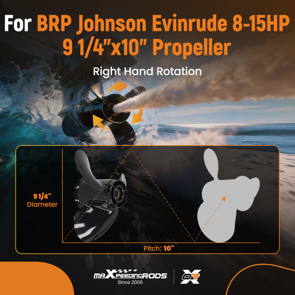 3 Blade Aluminum Propeller compatible for Johnson Evinrude 8-15HP 9 1/4x10 778772