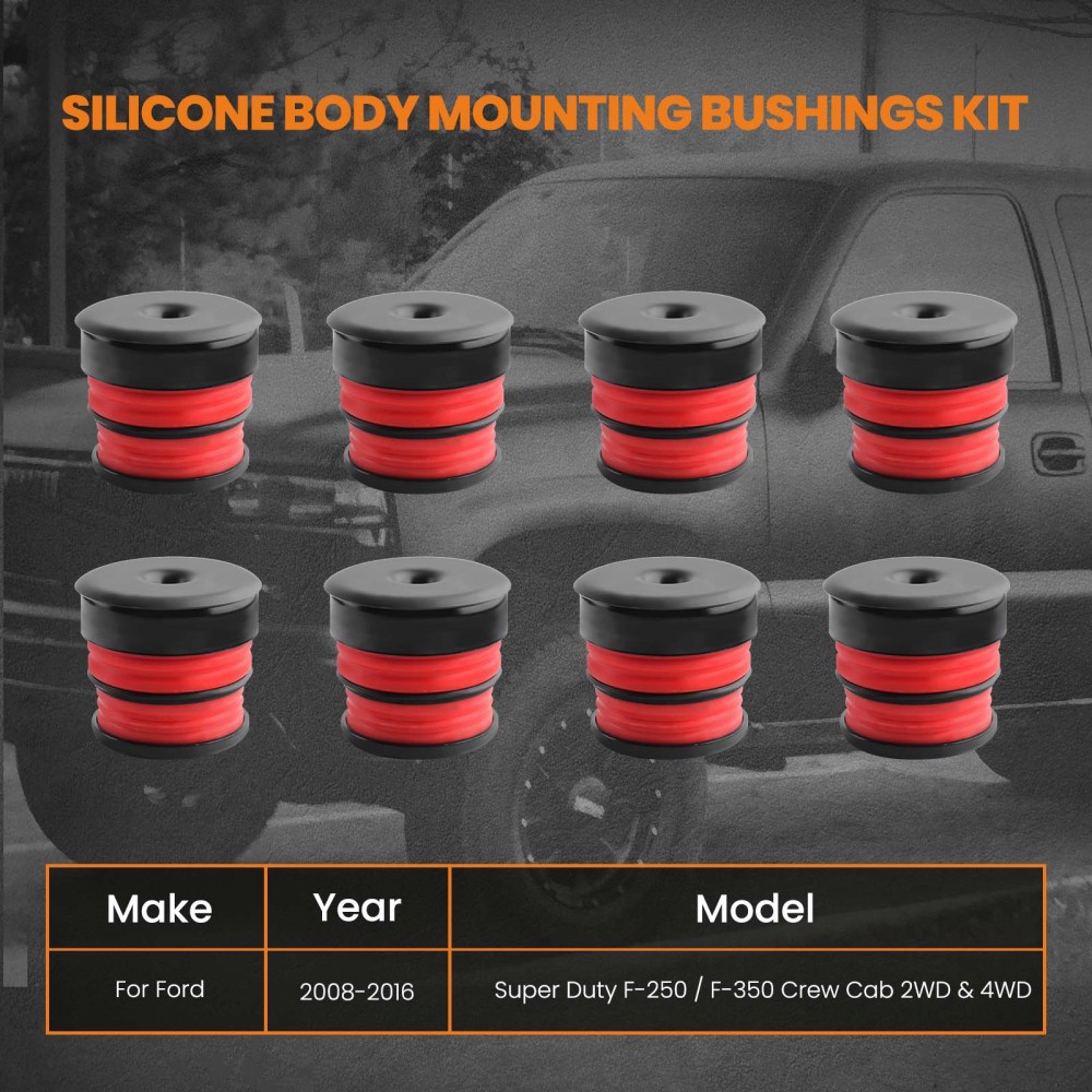 Silicone Body Mount Bushings Kit compatible for Ford Super Duty F-250/F-350 Crew Cab 08-16