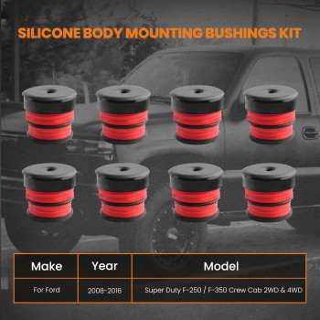 Silicone Body Mount Bushings Kit compatible for Ford Super Duty F-250/F-350 Crew Cab 08-16