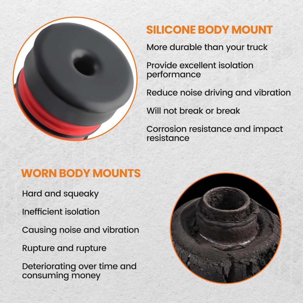 Silicone Body Mount Bushings Kit compatible for Ford Super Duty F-250/F-350 Crew Cab 08-16