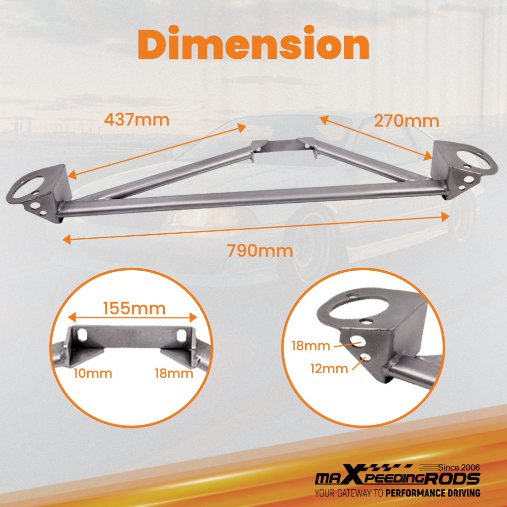 Front Upper Strut Bar Brace compatible for Honda Civic EG EK 1992-2000 Del Sol 92-97