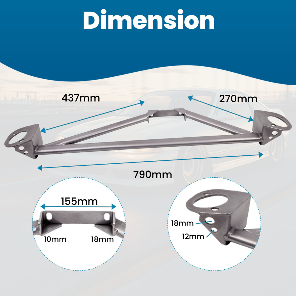 Front Upper Strut Bar Brace compatible for Honda Civic Del Sol EG EK 92-00