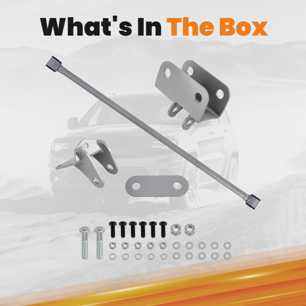 Compatible for Chevy C10 compatible for GMC Truck Silver Double Adjustable compatible for Panhard Trac Bar W/ Brackets