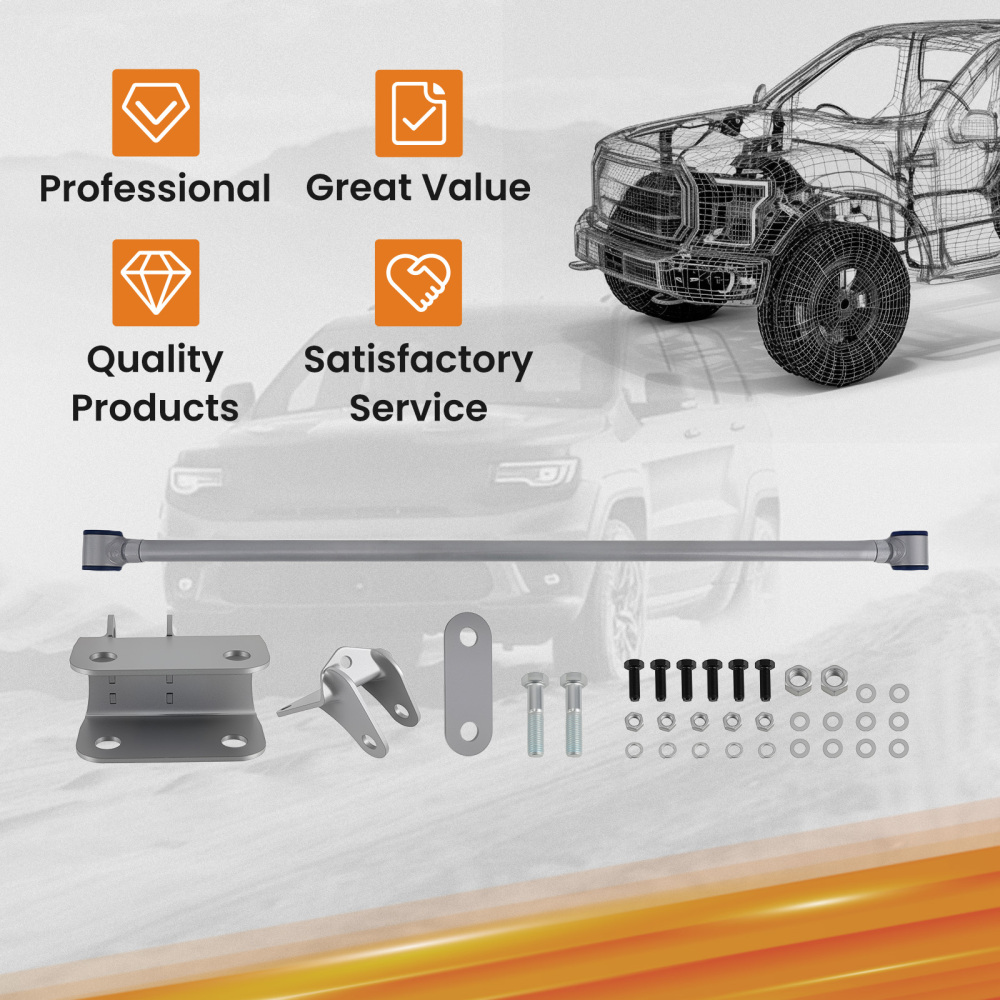 Compatible for Chevy C10 compatible for GMC Truck Silver Double Adjustable compatible for Panhard Trac Bar W/ Brackets