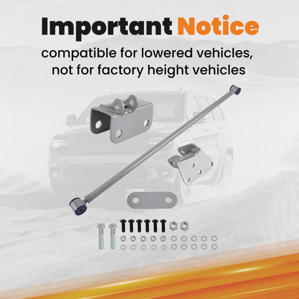 Compatible for Chevy C10 compatible for GMC Truck Silver Double Adjustable compatible for Panhard Trac Bar W/ Brackets