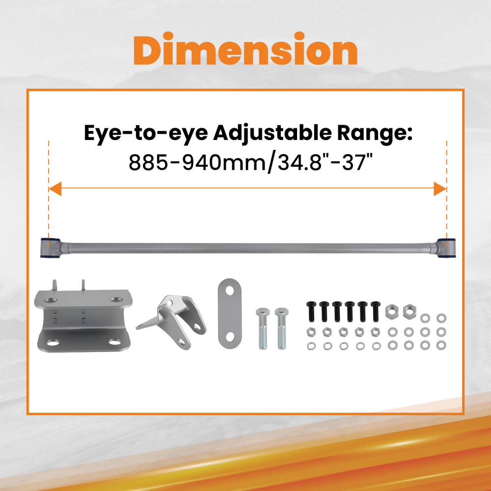 Compatible for Chevy C10 compatible for GMC Truck Silver Double Adjustable compatible for Panhard Trac Bar W/ Brackets