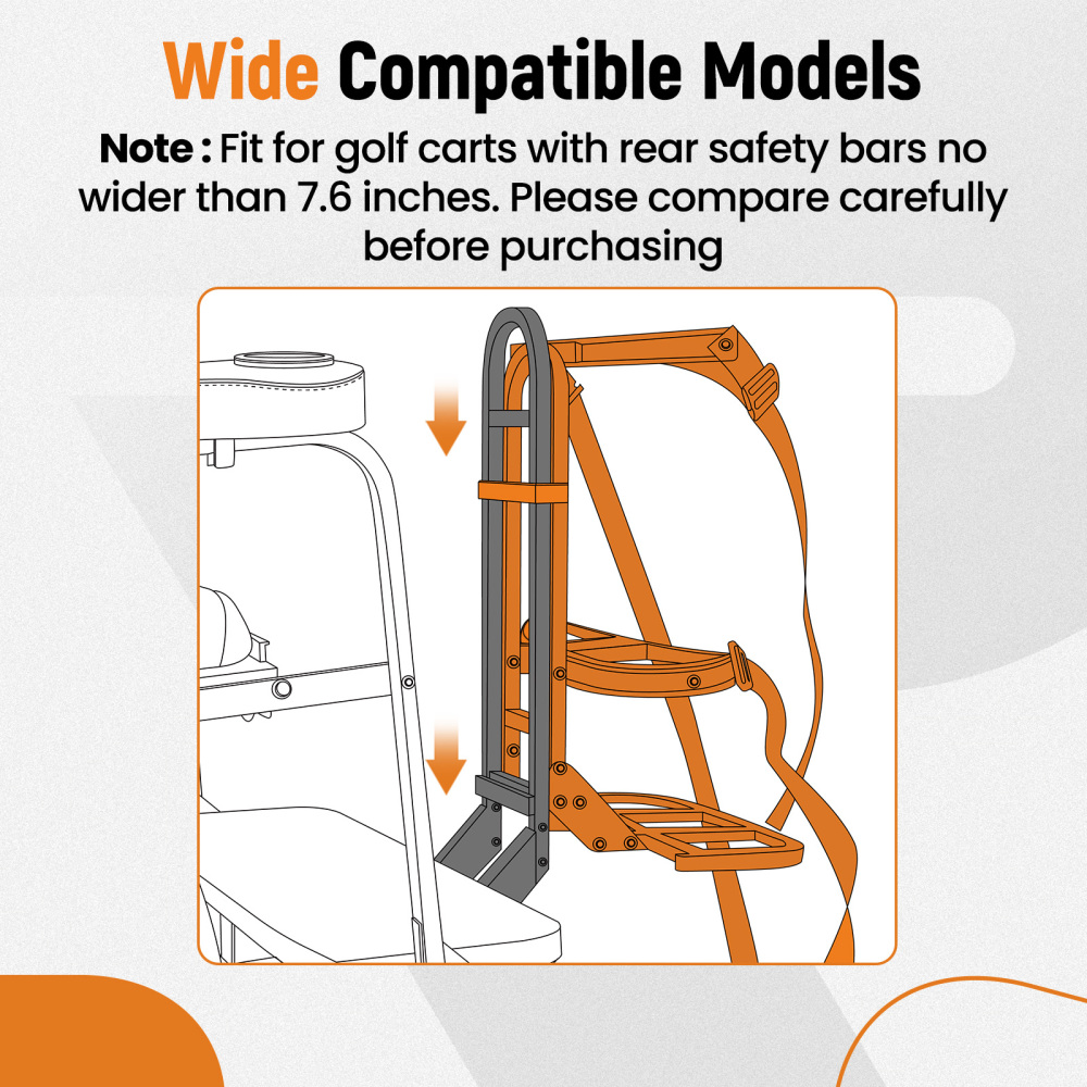 Compatible for Golf Cart Bag Holder Bracket Rear compatible for Seat Attachment for Club Car compatible for EZGo Yamaha