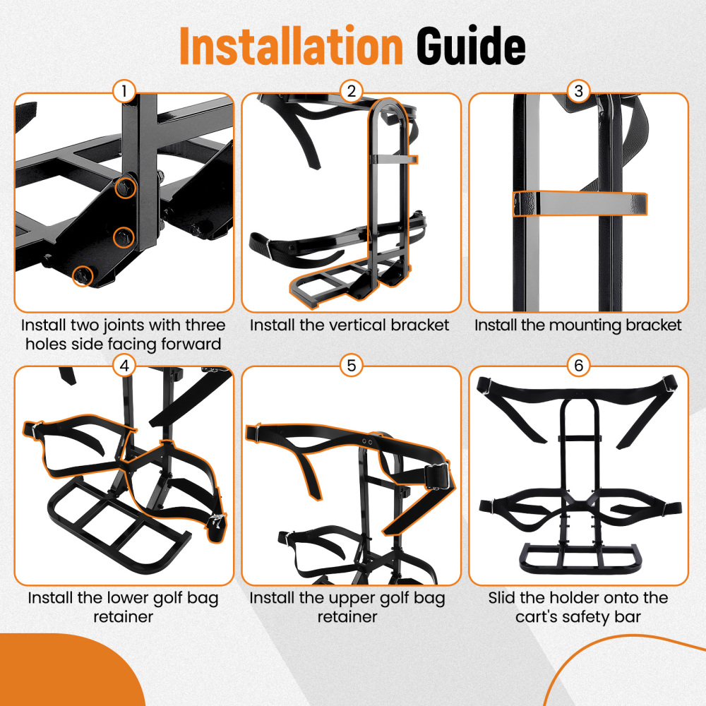 Compatible for Golf Cart Bag Holder Bracket Rear compatible for Seat Attachment for Club Car compatible for EZGo Yamaha