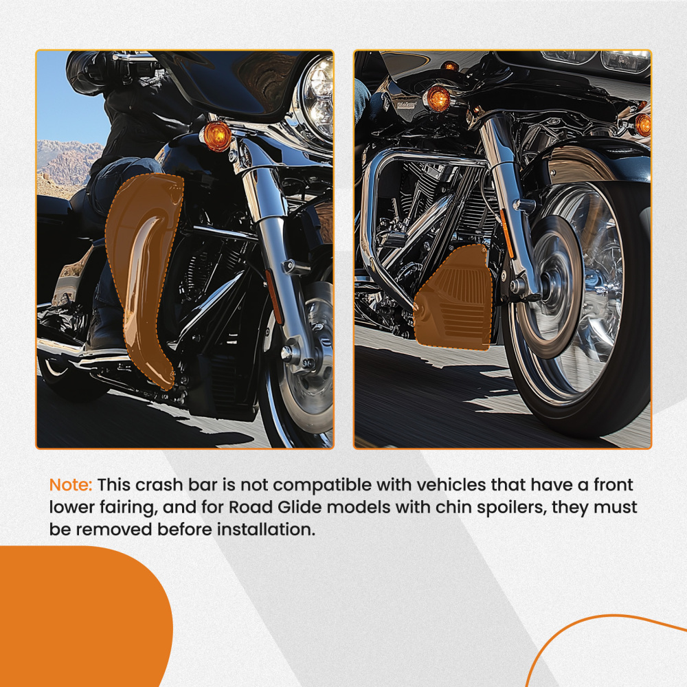 Engine Guard Flat Out Crash Bar compatible for Harley Street Glide Road Glide 2014-2023