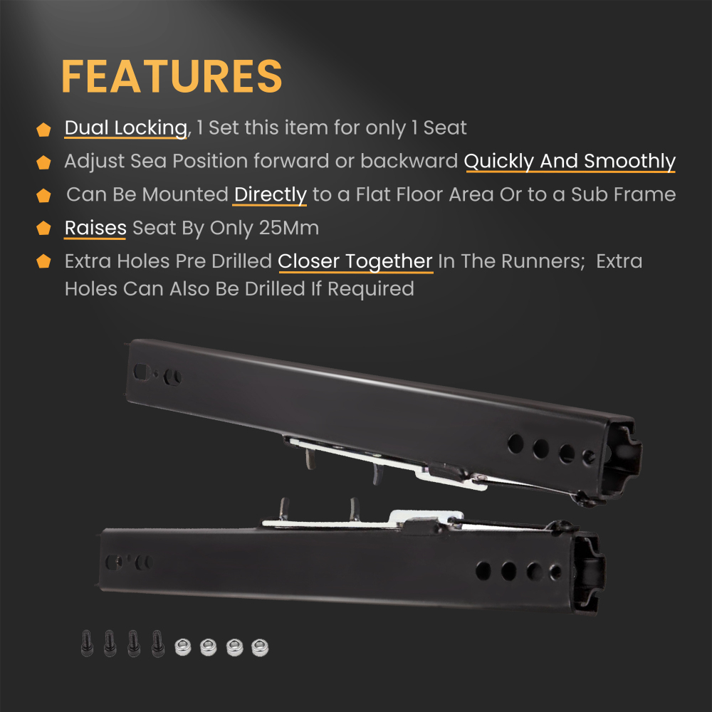 Universal Double Locking Competition Bucket compatible for Seat Sliders/Runners Kit