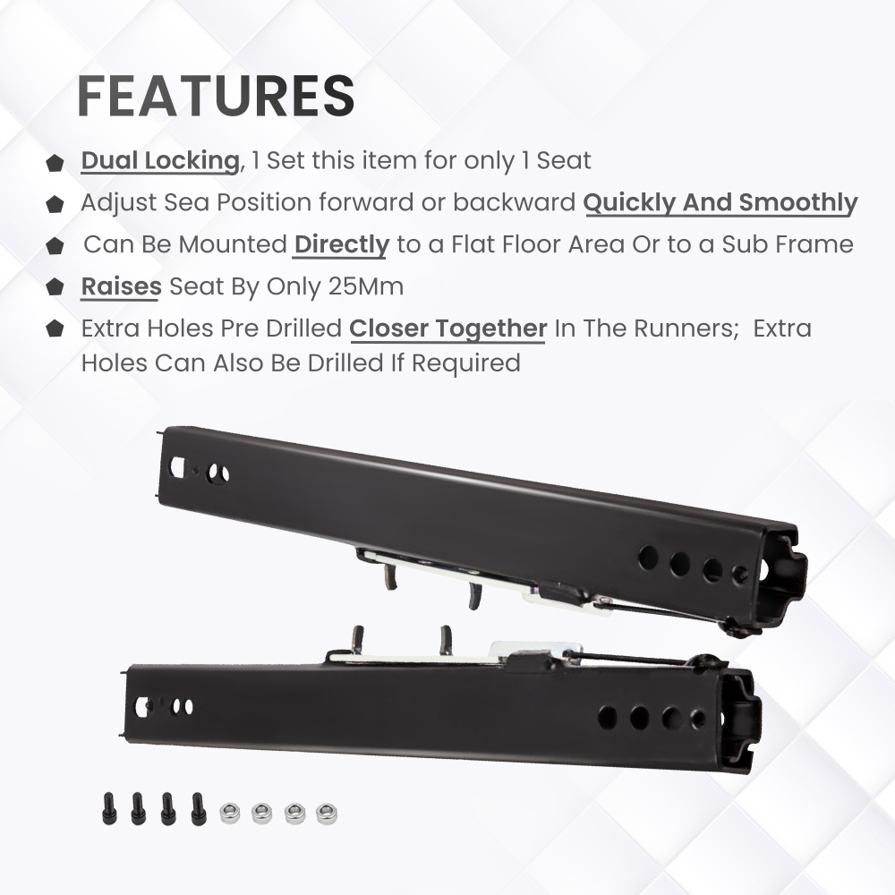 Universal Double Locking Competition Bucket compatible for Seat Sliders/Runners Kit