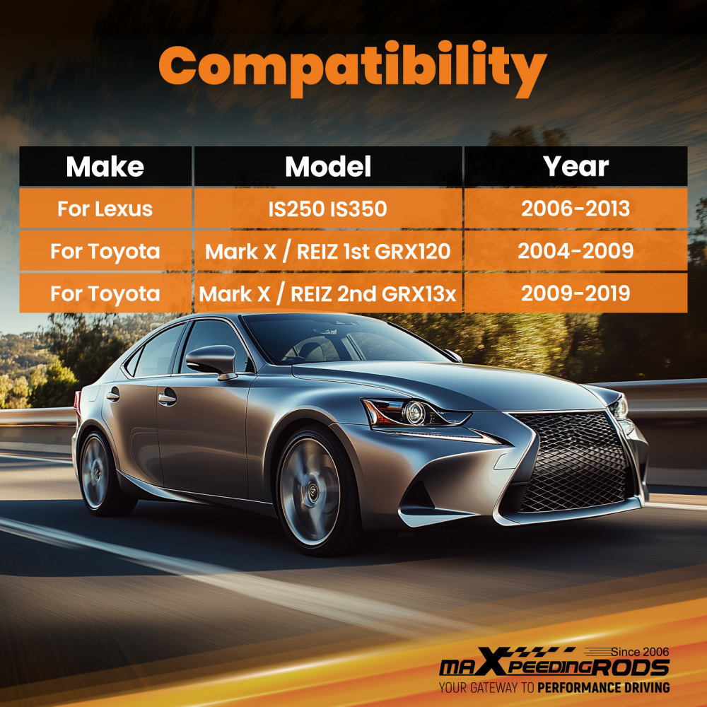 Rear Upper Strut Bar Strut Tower Brace compatible for Lexus IS250 IS350 2/4-Door 2006-2013