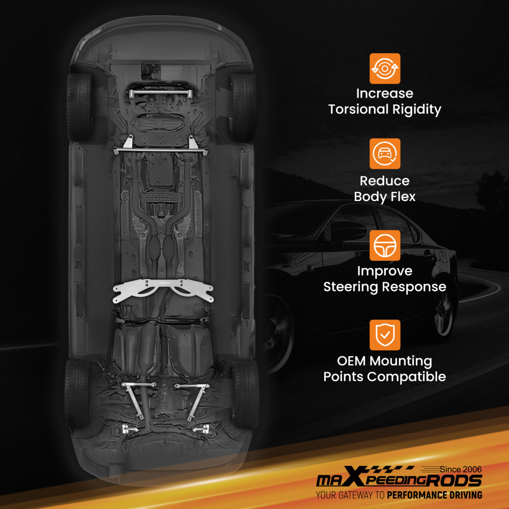 Rear Upper Strut Bar Strut Tower Brace compatible for Lexus IS250 IS350 2/4-Door 2006-2013