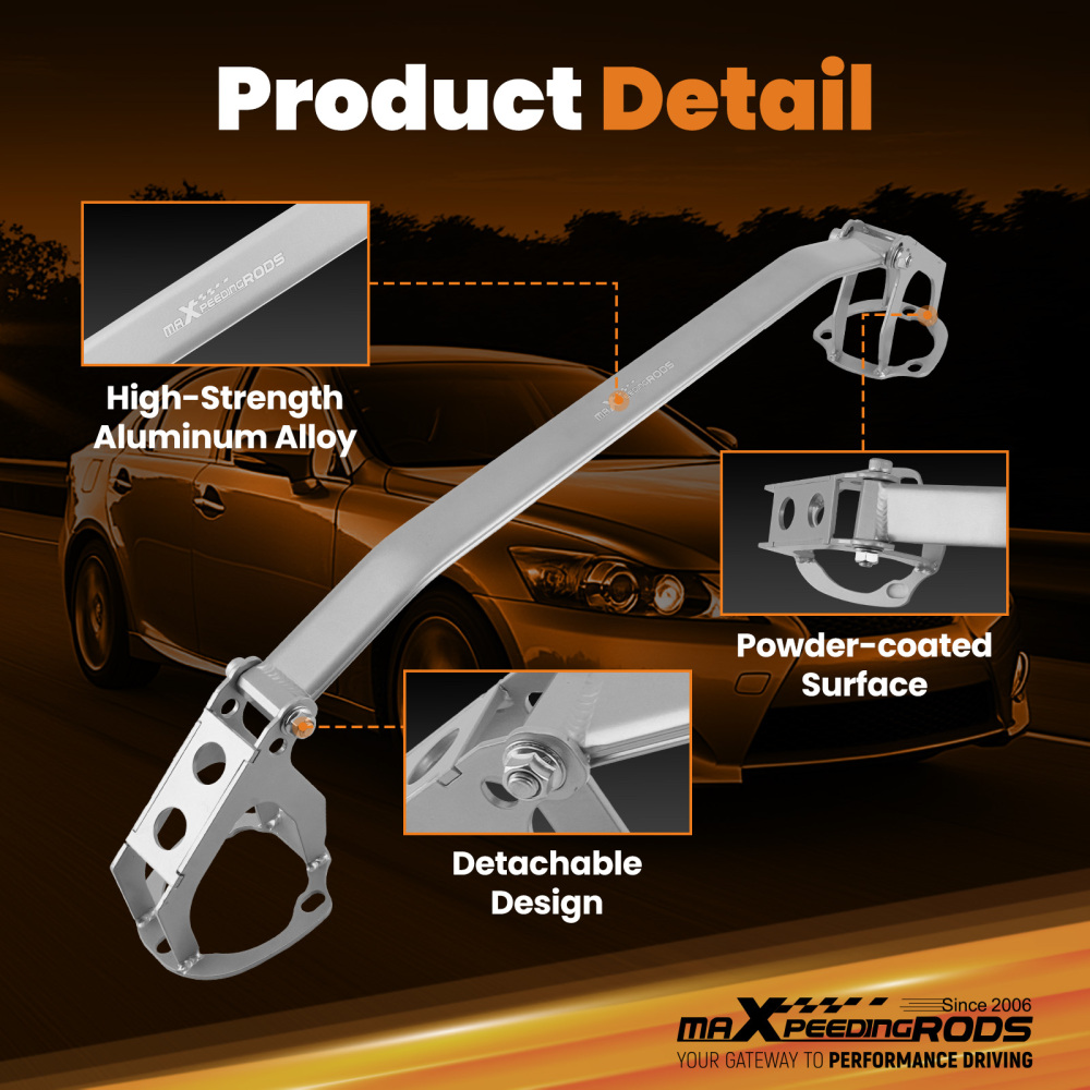Front Upper Strut Bar Strut Tower Brace compatible for Lexus IS250 IS350 2/4-Door 2006-2013
