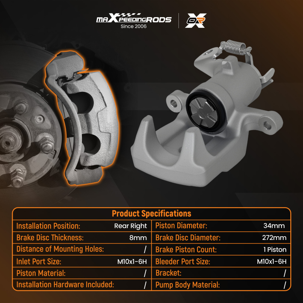 Brake Caliper Rear Right compatible for Renault Megane MK2 MK3/4 03-On Scenic Fluence Clio