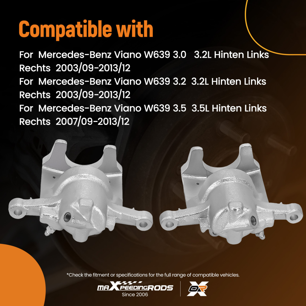 2 Pinza Freno Posterioriore Sinistra Destra For Mercedes-Benz Viano Mixto W639