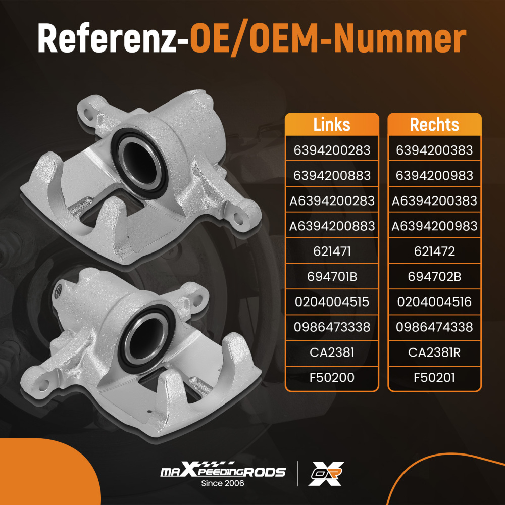 2 Pinza Freno Posterioriore Sinistra Destra For Mercedes-Benz Viano Mixto W639