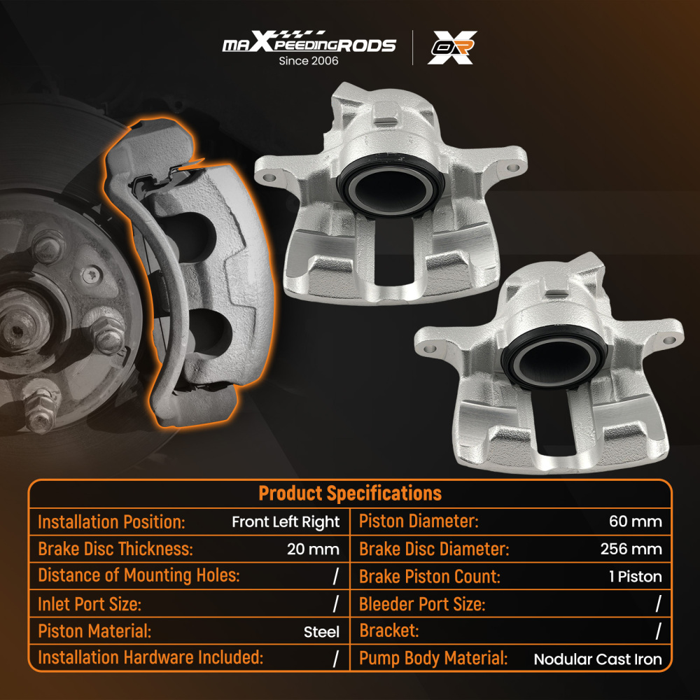 2 Front Brake Caliper compatible for Audi 80 90 100 compatible for VW Caddy compatible for Golf MK3 357615123A 357615124A