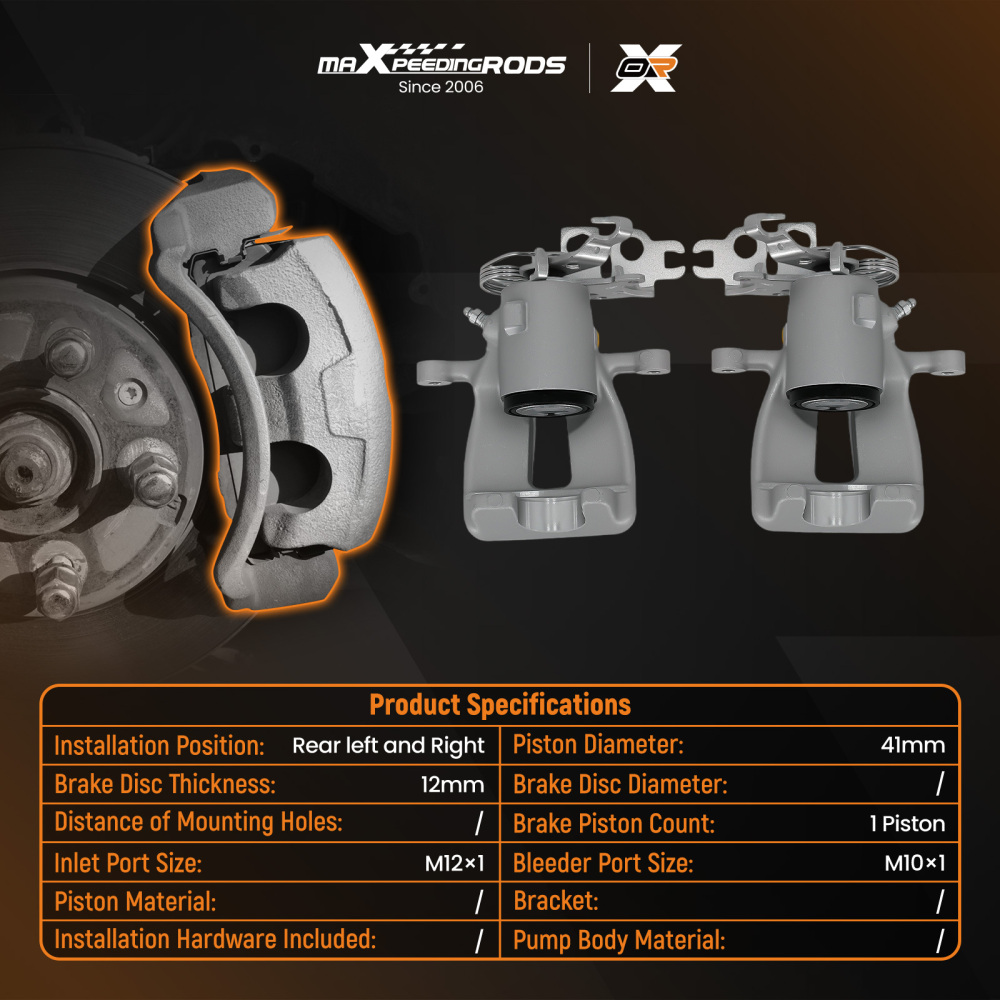 Pair of Rear Brake Calipers compatible for VW Caddy MK III2004-2015 2K0615424B 2K0615423A