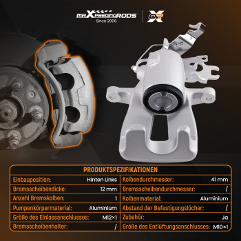 Rear Brake Caliper Right compatible for VW Caddy MK III 2004-2015 2K0615424 2K0615424A 41mm