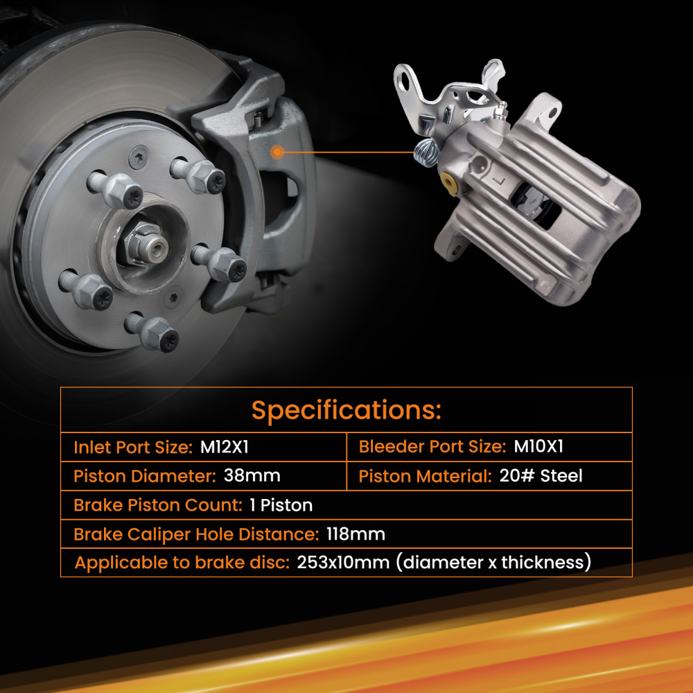 Brake Calipers compatible for Audi A3 compatible for SEAT Altea Leon compatible for SKODA OCTAVIA 1Z3 1Z5 38mm Rear Left 