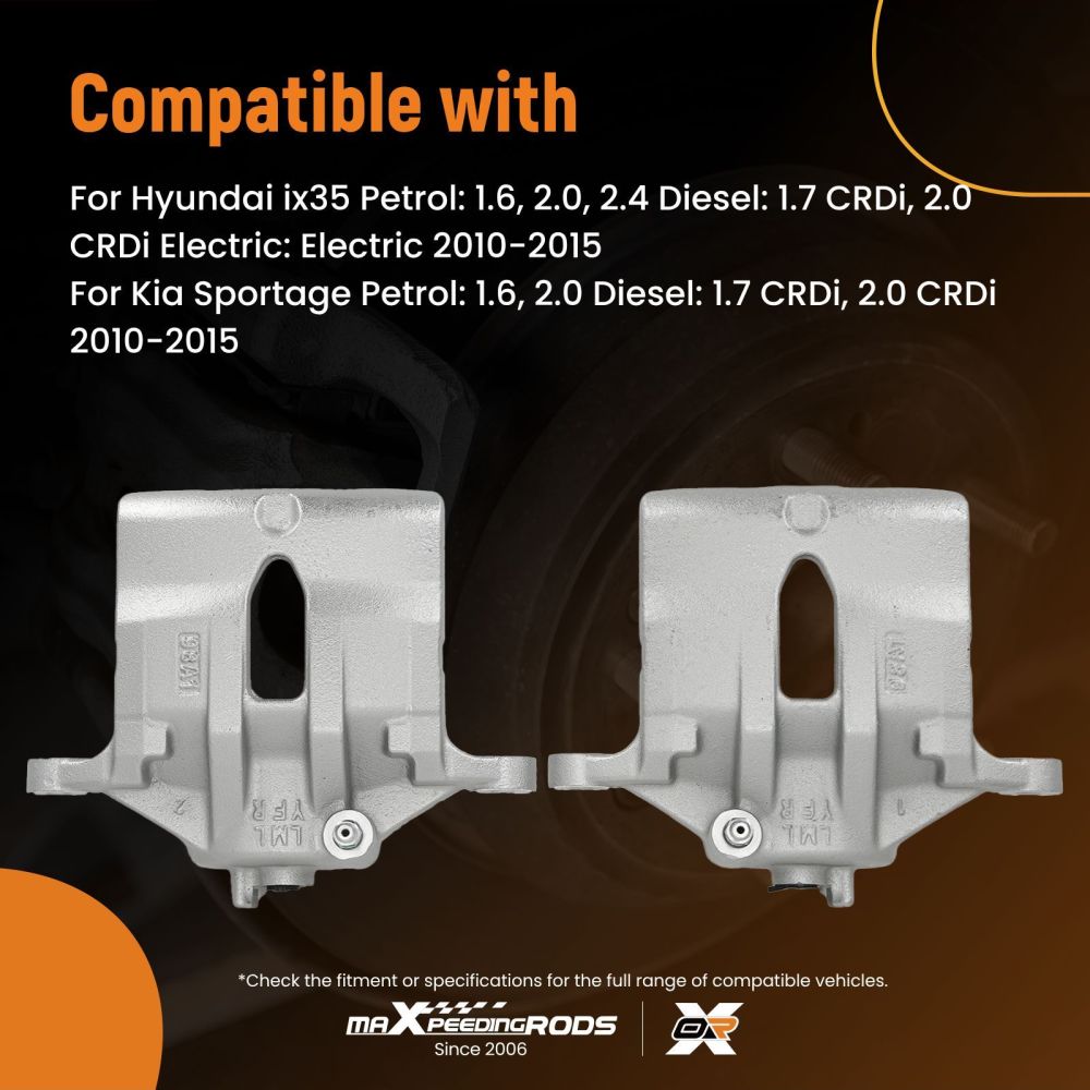 Pair Front Floating Caliper compatible for Hyundai ix35 1.6 1.7 2.0 2.4 2010-On 58110-2S550