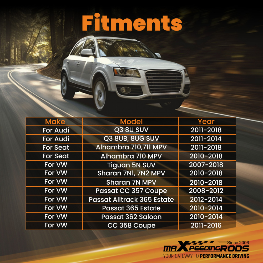 2pcs Rear Brake Calipers compatible for Audi Q3 8U 2011-2018 SUV and compatible for VW Tiguan 5N Sharan 7N