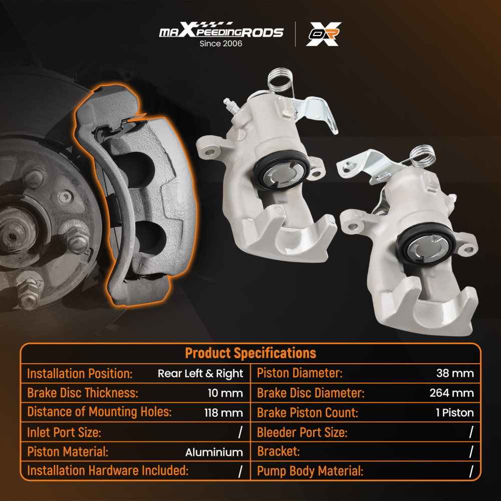 2pcs BRAKE CALIPER REAR LR compatible for Vauxhall Astra MK IV Meriva MK I Zafira MK I