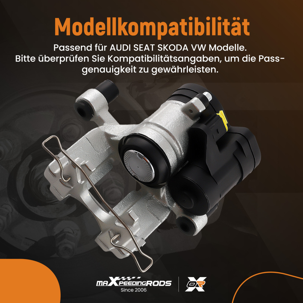 Rear Right Brake Caliper compatible for Audi A3 2012-2020 1.2L 1.4L 1.6L 1.8L 2.0L  38mm