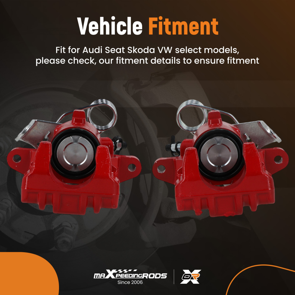 Pair of BRAKE CALIPER REAR LEFT + RIGHT compatible for VW GOLF MK 4 1J NEW C 1Y POLO Red
