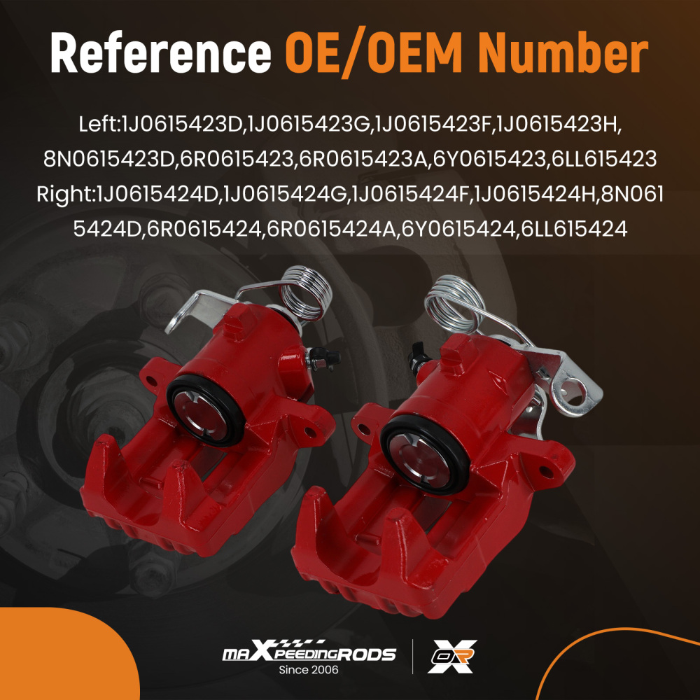 Pair of BRAKE CALIPER REAR LEFT + RIGHT compatible for VW GOLF MK 4 1J NEW C 1Y POLO Red