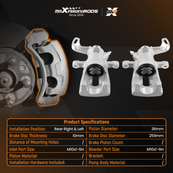 Pair Rear L& R Brake Caliper compatible for Mini R56 Cooper 2006 Cabriolet R57 34216785611