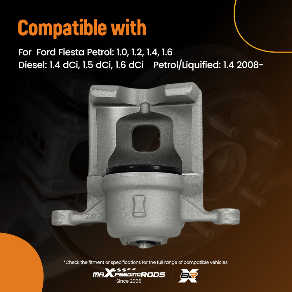 Front Left Brake Caliper compatible for Ford Fiesta MK6 MK IV 2008-On 1550207 8V512B302AA