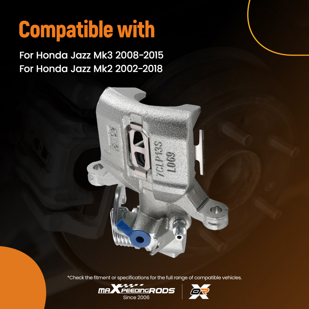 Rear Left Brake Caliper compatible for Honda Jazz Mk3 2008-2015 Mk2 02-08 43019SAAJ50 29mm