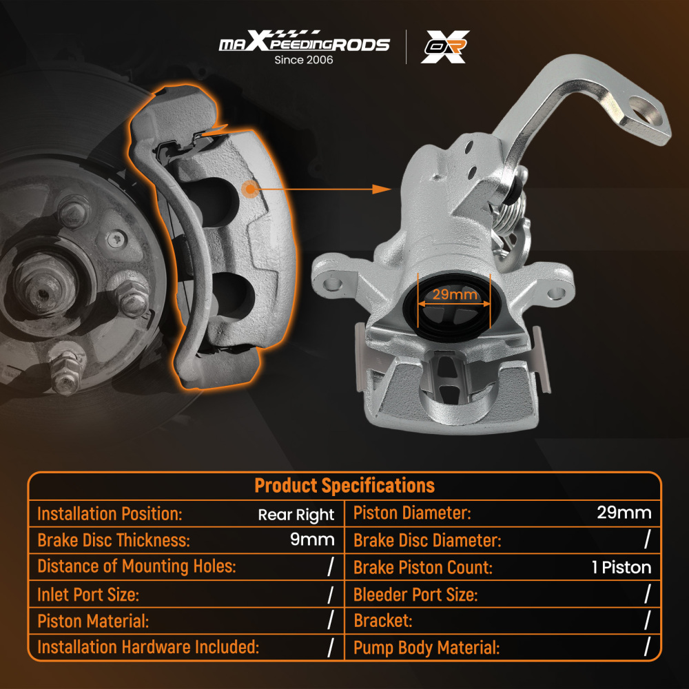 1x Pinza Freno Posteriore Destra compatibile per Honda Jazz Mk3 08-15 Mk2 02-18 43018SAAJ