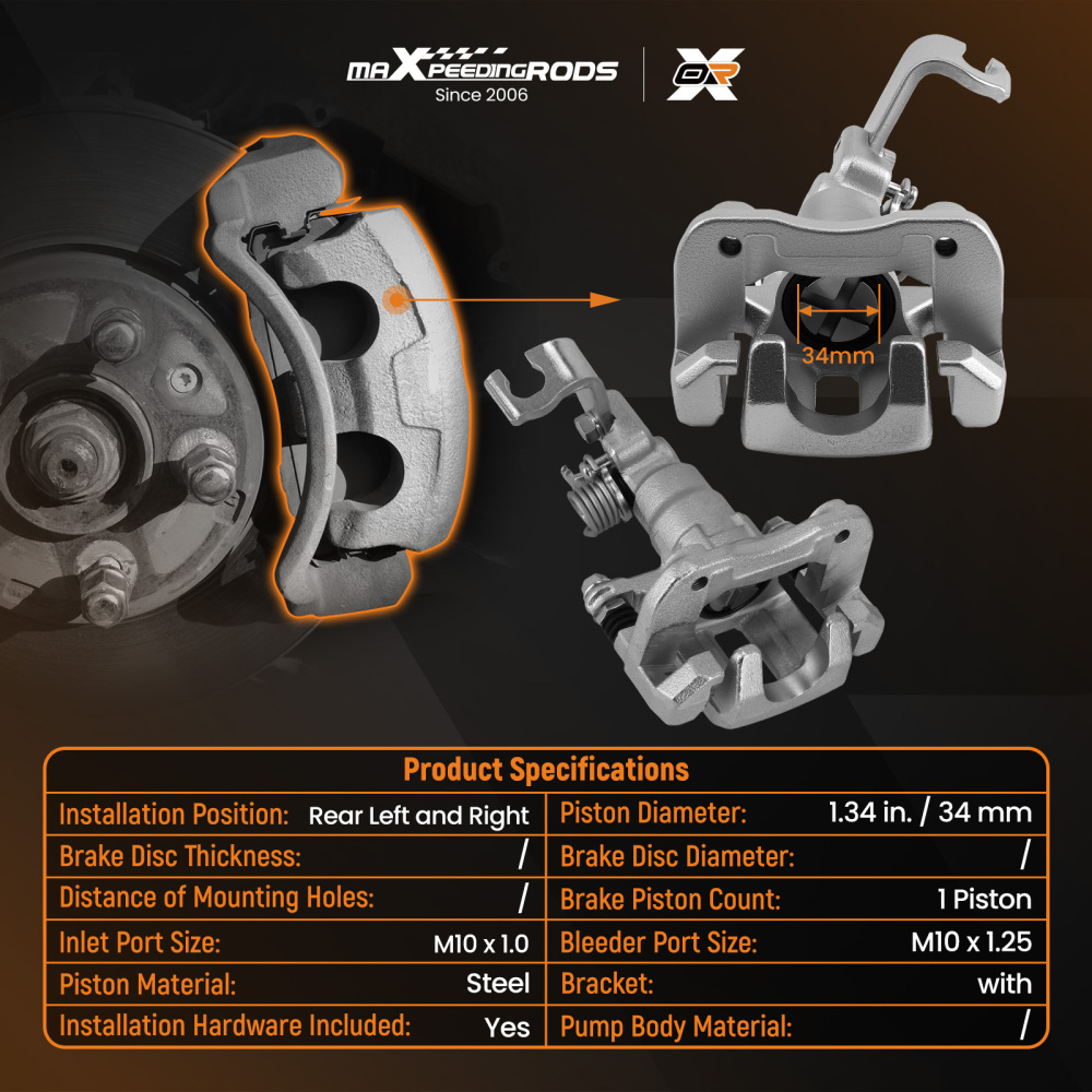 Rear Disc Brake Caliper compatible for Honda Accord 1998-2007 compatible for Acura TSX 2004-2008 19-B2068