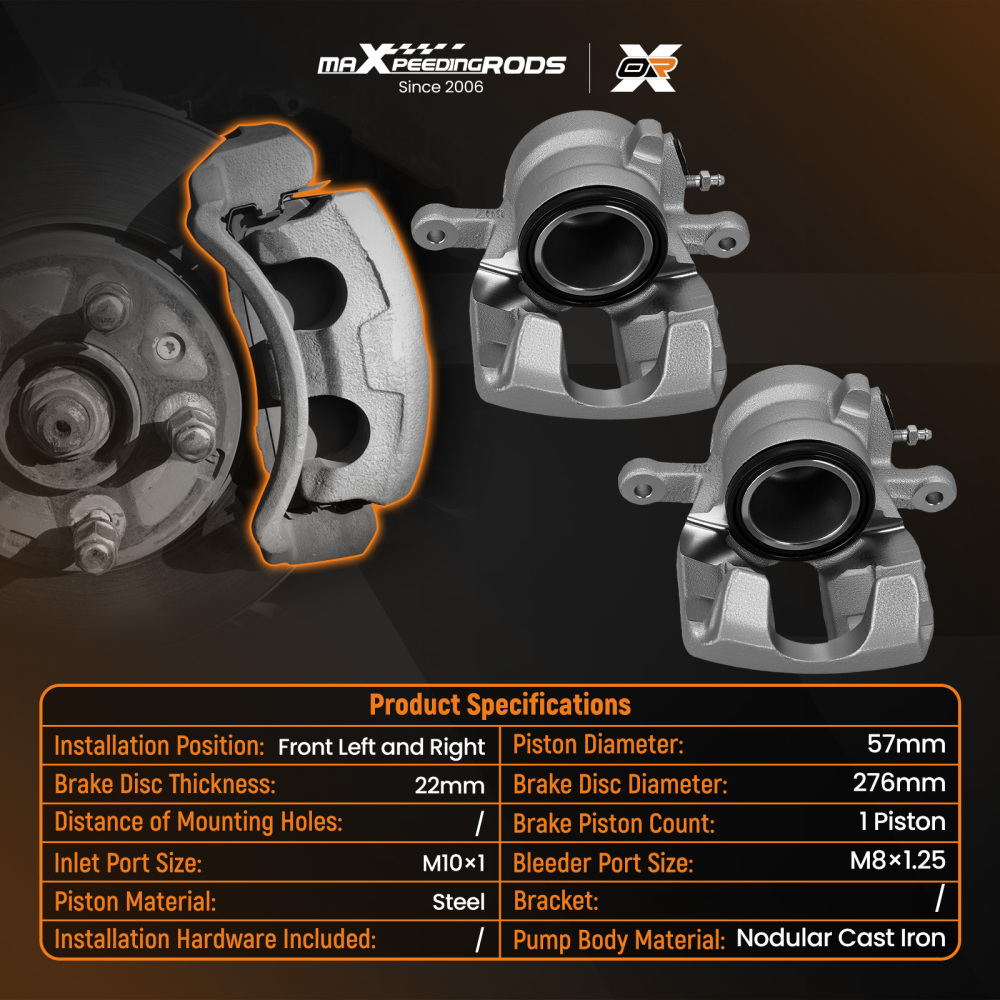 Front Brake Calipers Pair compatible for Mercedes A-Class W169 B-Class W245 2004-201222mm