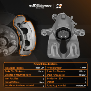Rear Left Floating Brake Caliper compatible for Vauxhall Insignia I compatible for Saab 9-5 YS3G 13275927
