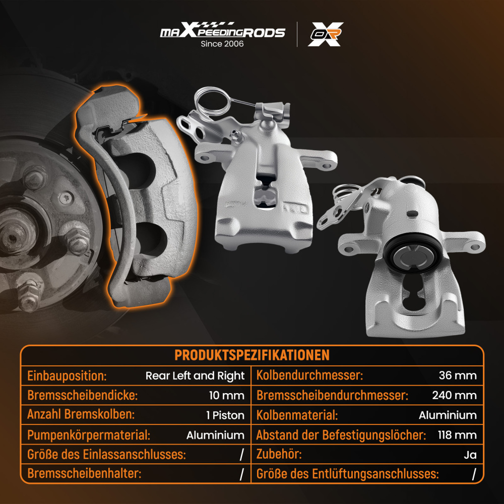 2x Rear Brake Caliper compatible for Opel Astra H GTC Twintop 2004-2014 93179156 93179157
