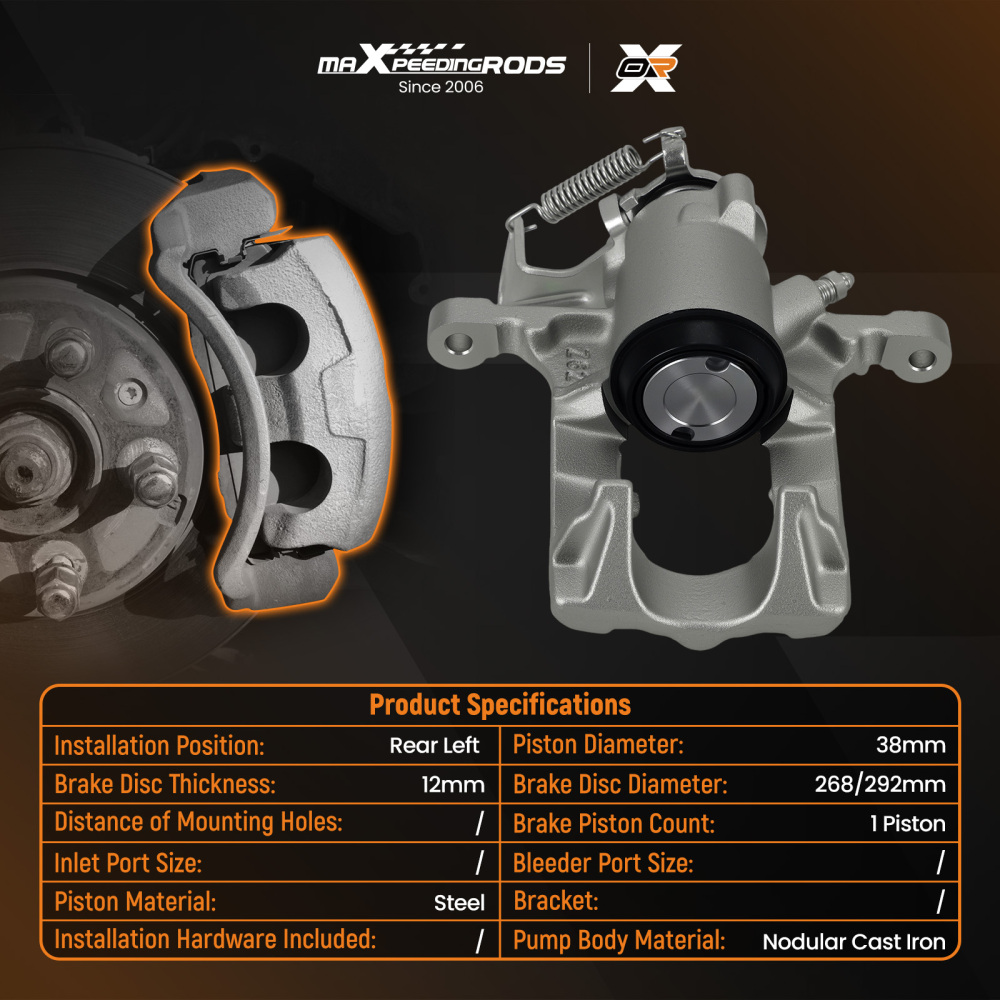 Floating Brake Caliper Rear Left compatible for Vauxhall Cascada compatible for Chevrolet Trax 430441 38mm