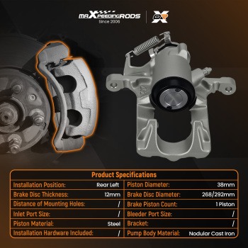 Floating Brake Caliper Rear Left compatible for Opel Mokka 2012- Compatible for Chevrolet Trax 430441 38mm