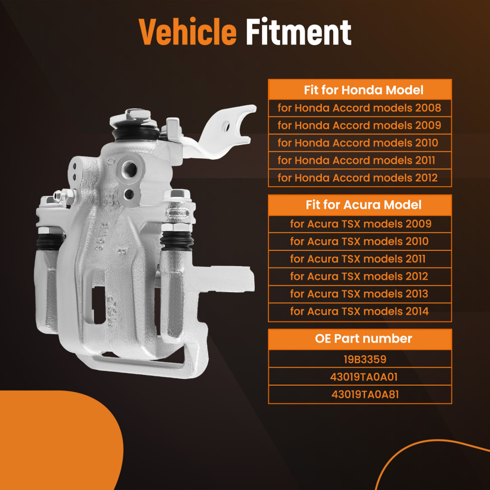 Left Rear Disc Brake Caliper compatible for Honda Accord compatible for Acura TSX 43019TA0A81 19B3359