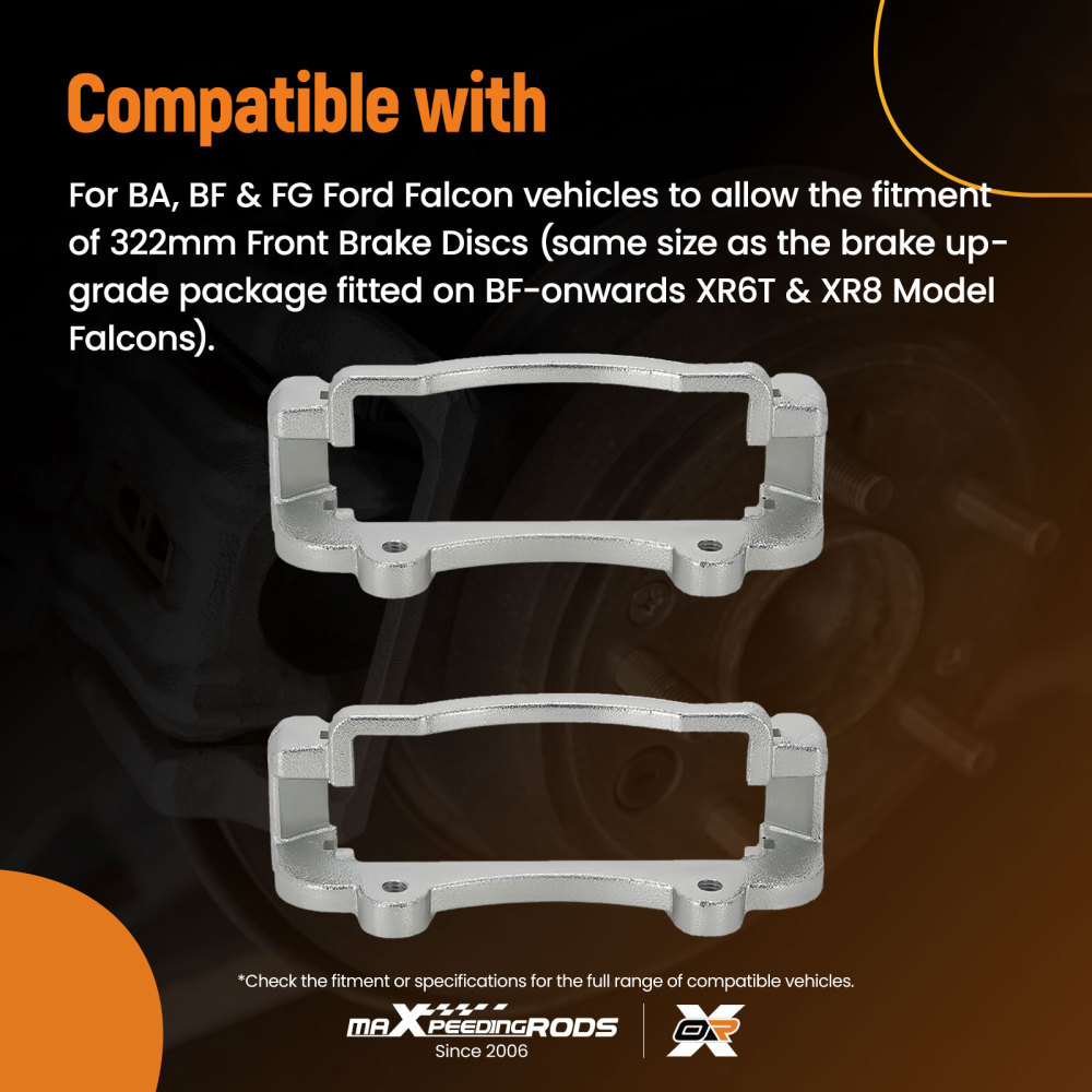2X Front Brake Caliper Bracket Upgrade Kit compatible for Ford Falcon BA BF FG 322mm