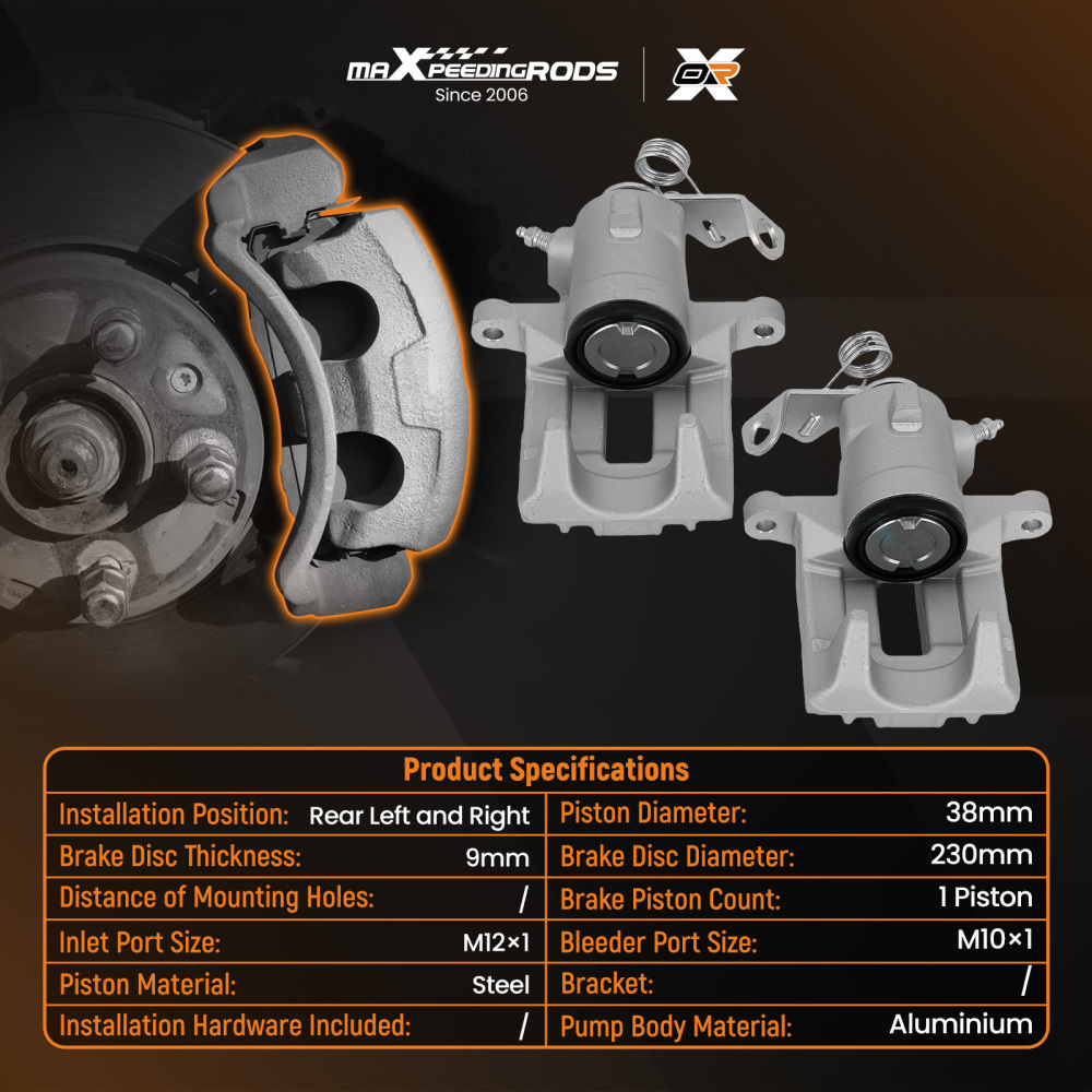 Rear LeftRight Brake Calipers compatible for Seat Ibiza MK IV V 03-19 compatible for VW Golf 1997-2005