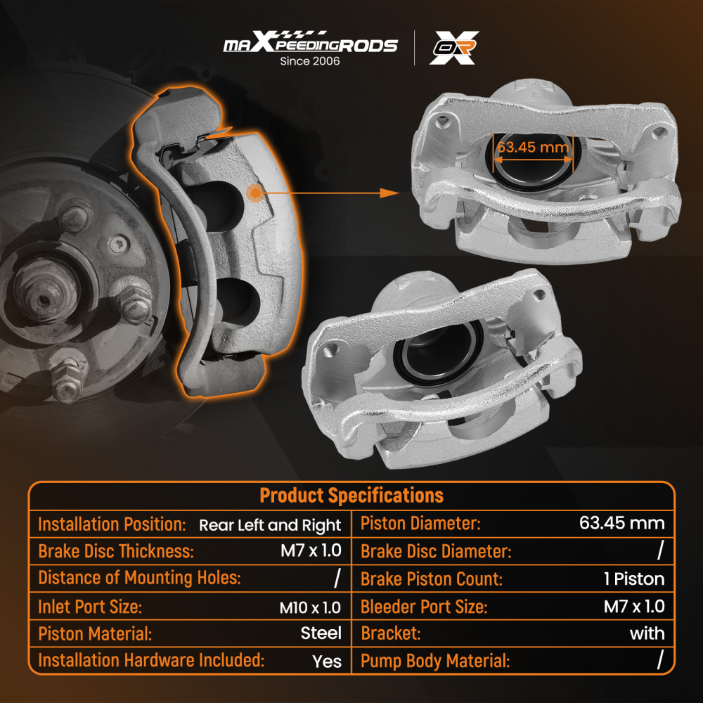 2X Front Left Right Brake Caliper w/Bracket Assembly compatible for Toyota Camry 2002-2006