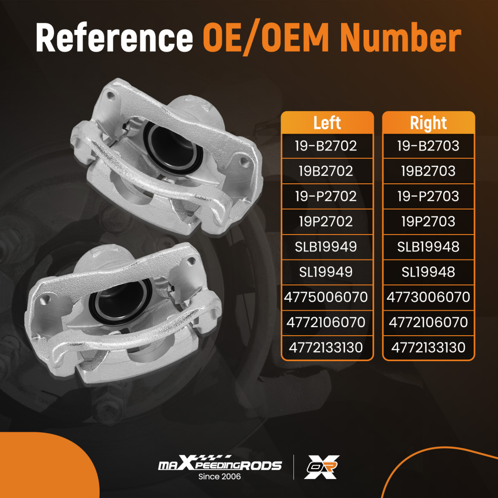 2X Front Left Right Brake Caliper w/Bracket Assembly compatible for Toyota Camry 2002-2006