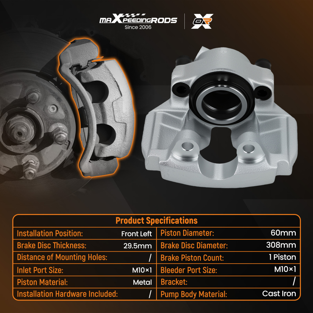 Front Left Brake Caliper compatible for VW Transporter T5 T6 Touareg Caravelle 7H0615123A